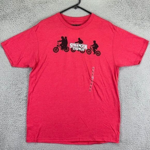 Stranger Things Netflix T-Shirt Adult Large Red Graphic Short Sleeve Tee Men NEW